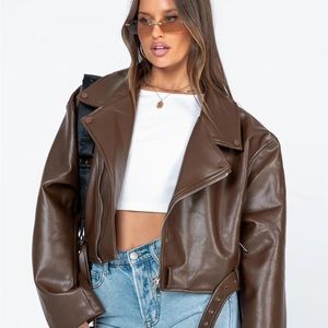 selling lioness ‘staten island’ brown faux leather jacket